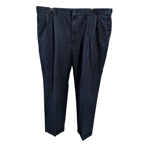 Lands End Traditional Fit Chino Pants Navy Blue 42x31 - 100% Cotton - Adjustable - Picture 1 of 6